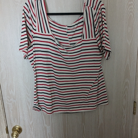 Striped square neck top plus - Picture 1 of 5